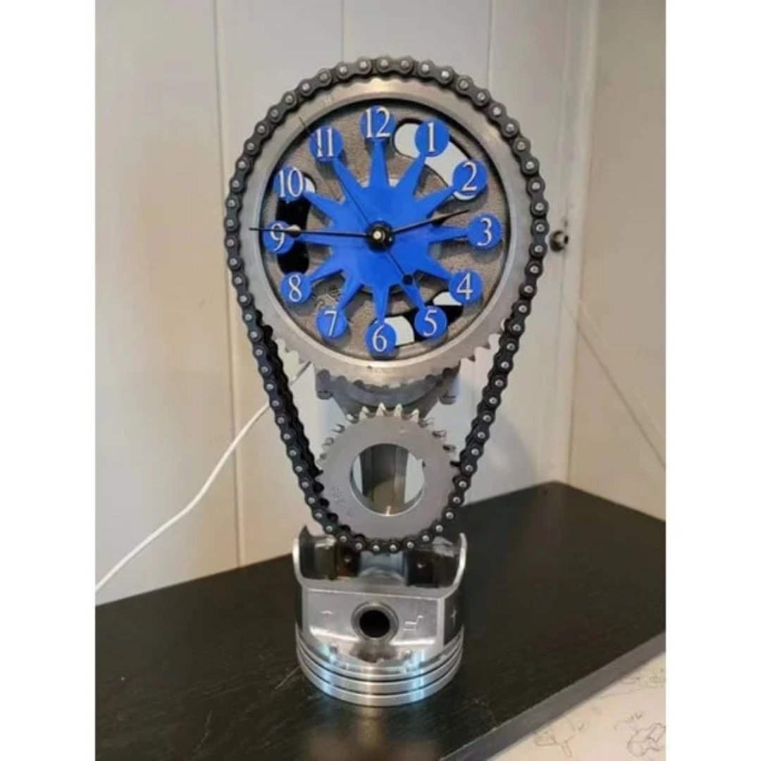 Exposed Gear Mechanism Industrial Metal Glass Silent Wall Clock