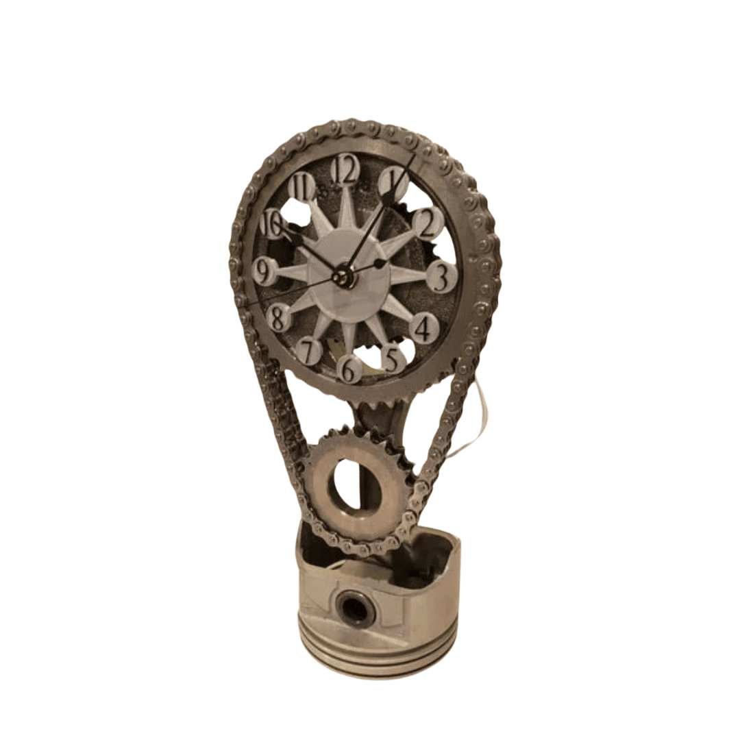 Exposed Gear Mechanism Industrial Metal Glass Silent Wall Clock