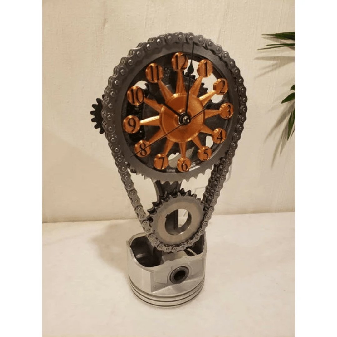 Exposed Gear Mechanism Industrial Metal Glass Silent Wall Clock
