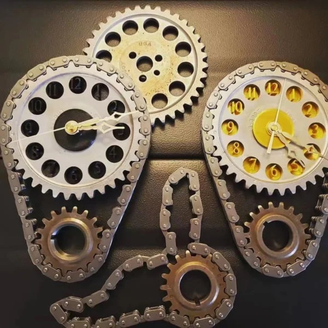 Exposed Gear Mechanism Industrial Metal Glass Silent Wall Clock