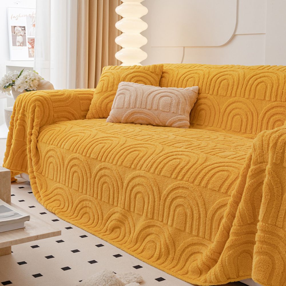 Soft Plush Microfiber Non-Slip Sofa Cover with Vibrant Design