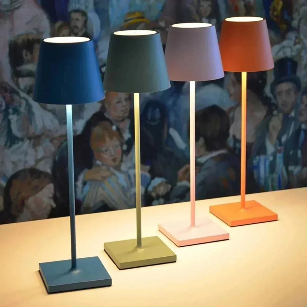 Modern Aluminum Metallic Rechargeable Touch Dimmable Cordless Table Lamp