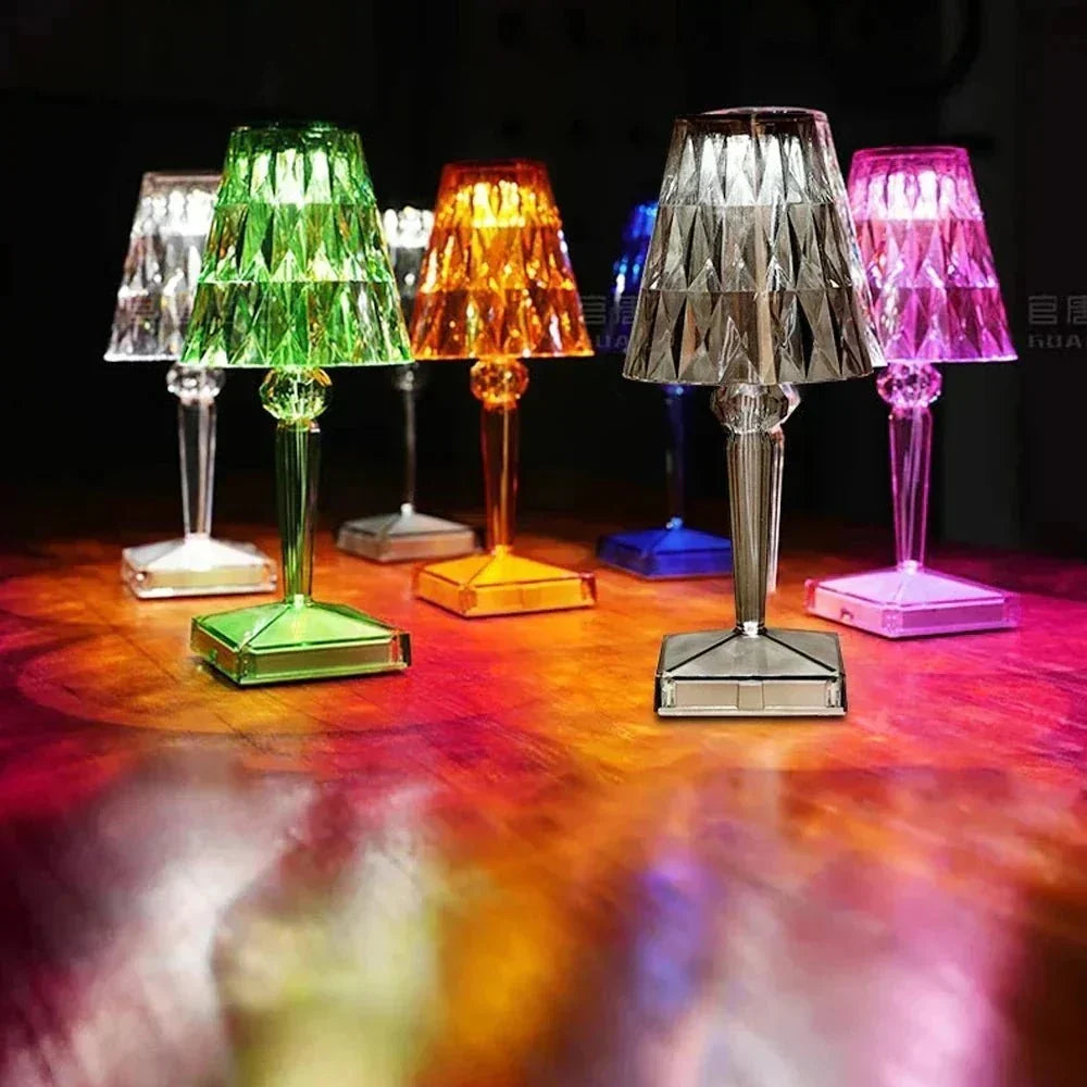 Sculptural Crystal Effect Acrylic Rechargeable Table Lamp
