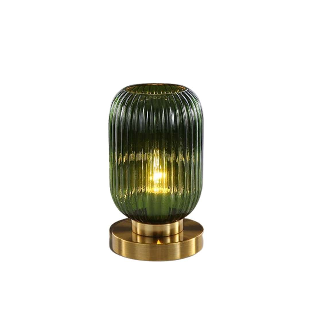 Scandinavian Amber Cut Glass Slim Metal Table Lamp
