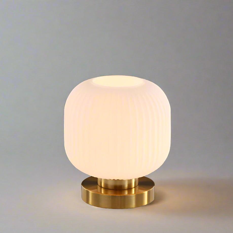 Scandinavian Amber Cut Glass Slim Metal Table Lamp
