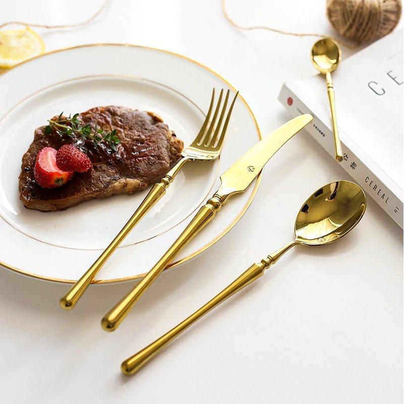 Glossy Stainless Steel Smooth Curved Flatware Cutlery Set
