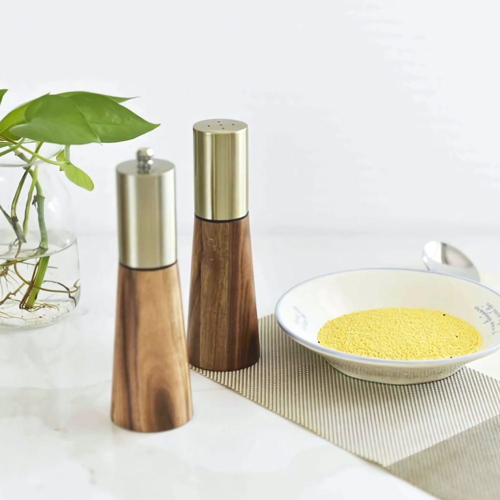 Wooden Adjustable Grind Salt Shaker Pepper Mill Grinder Set