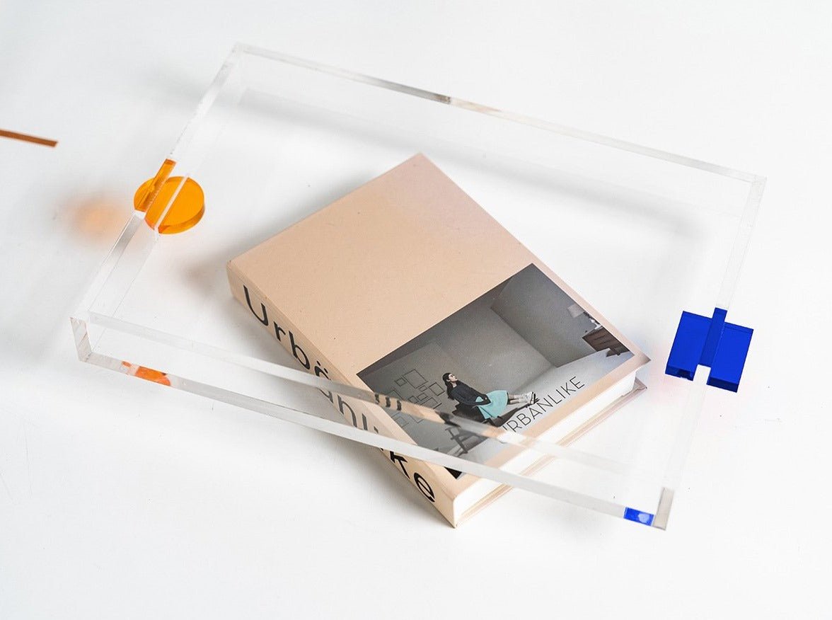Rectangular Acrylic Neon Handle Serving Tray