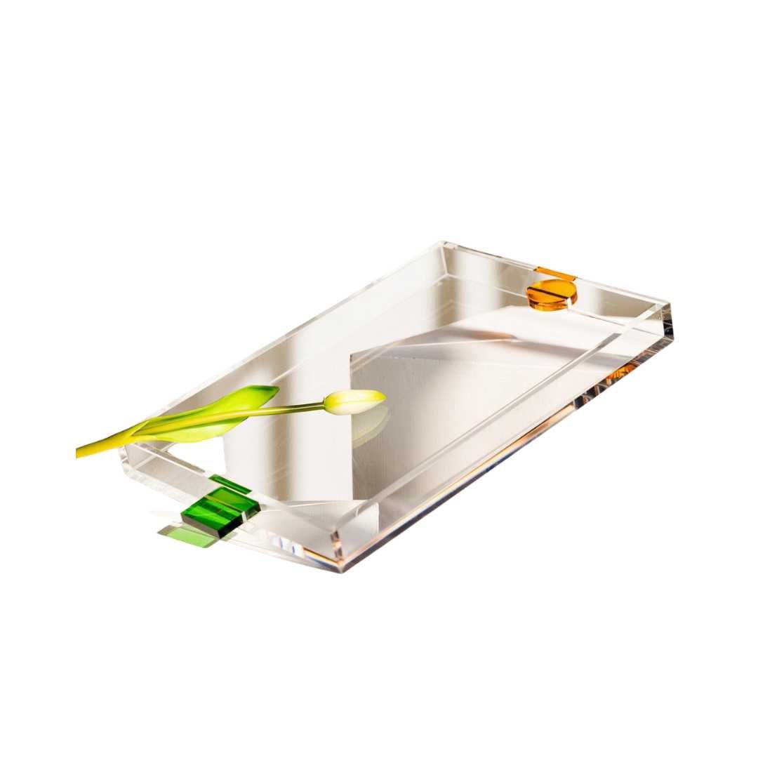 Rectangular Acrylic Neon Handle Serving Tray