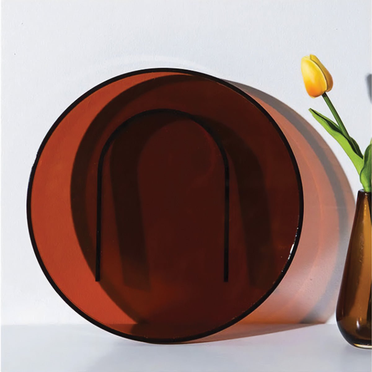 Modern Amber Acrylic Rectangular And Round Serving Tray