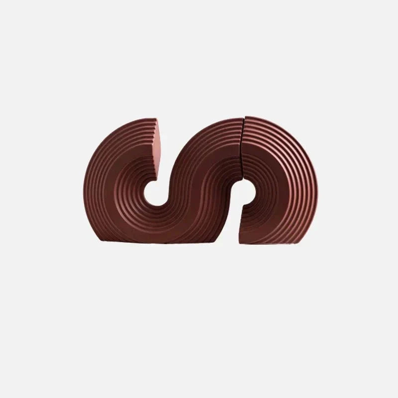 Sculptural Arched Ceramic Grooved Texture Bookend Set