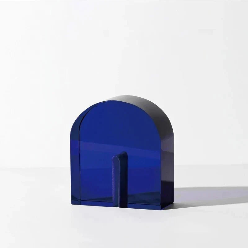 Geometric Polished Crystal Cube Arch Nonslip Bookends