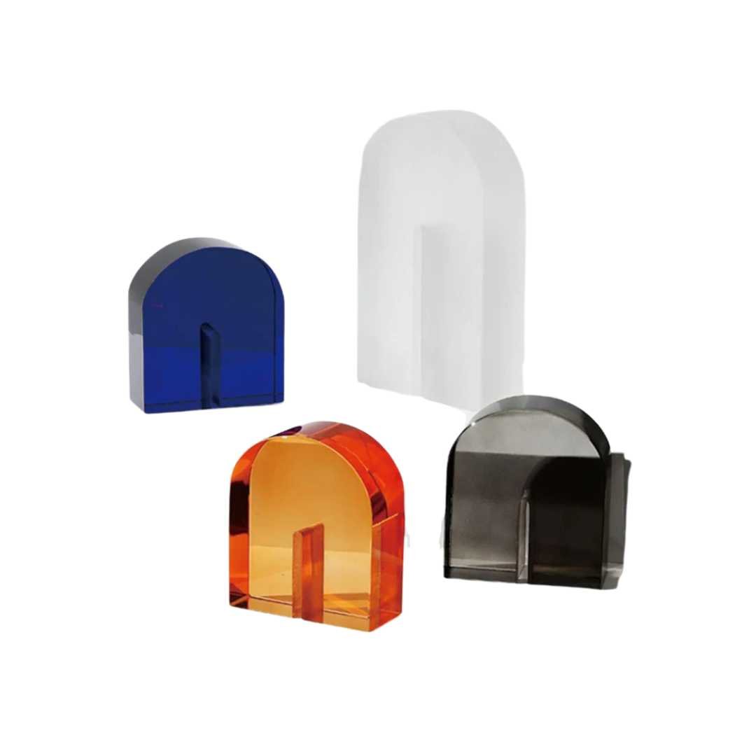 Geometric Polished Crystal Cube Arch Nonslip Bookends