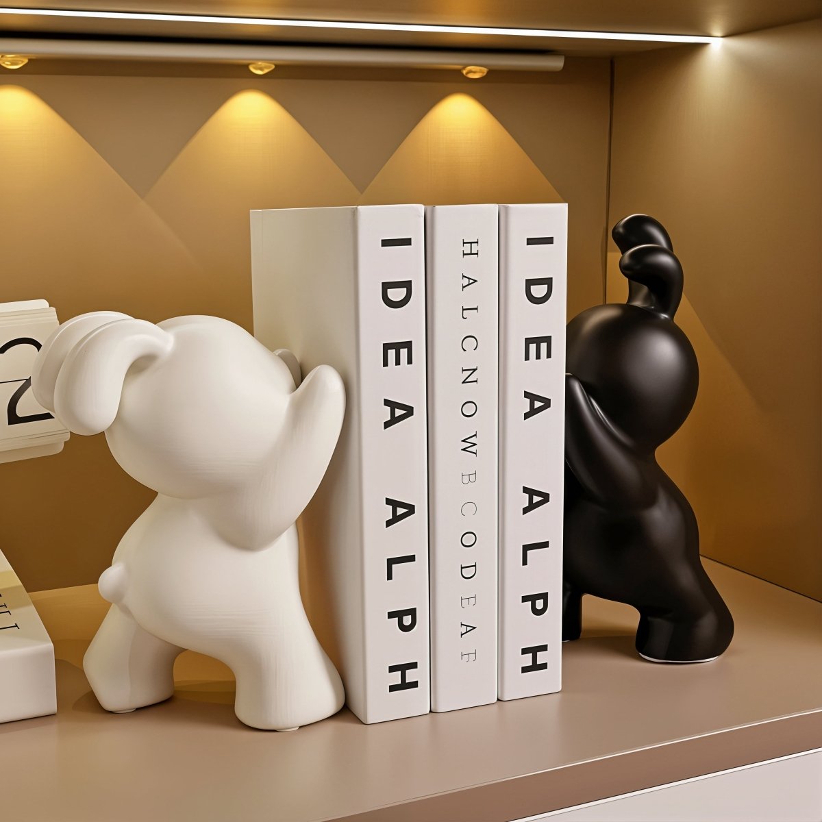 Sculptural Rabbit Shaped Modern Weighted Bookends Set