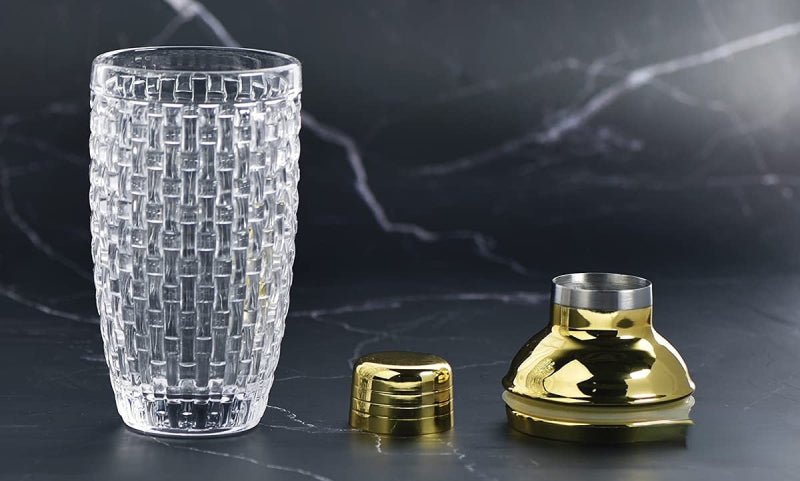 Clear Glass Gold Accent Stainless Steel Cocktail Shaker