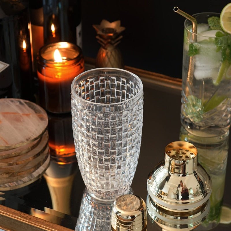Clear Glass Gold Accent Stainless Steel Cocktail Shaker