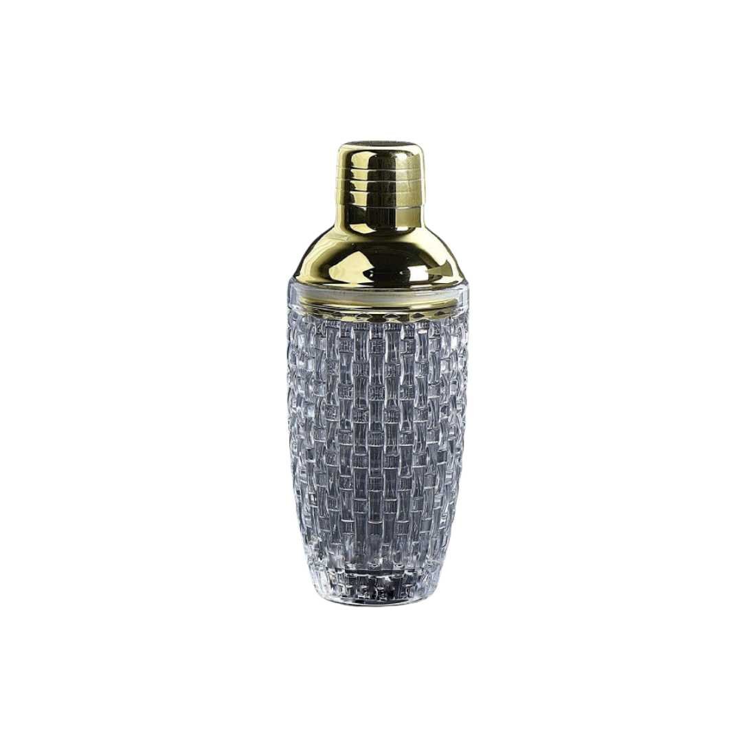 Clear Glass Gold Accent Stainless Steel Cocktail Shaker