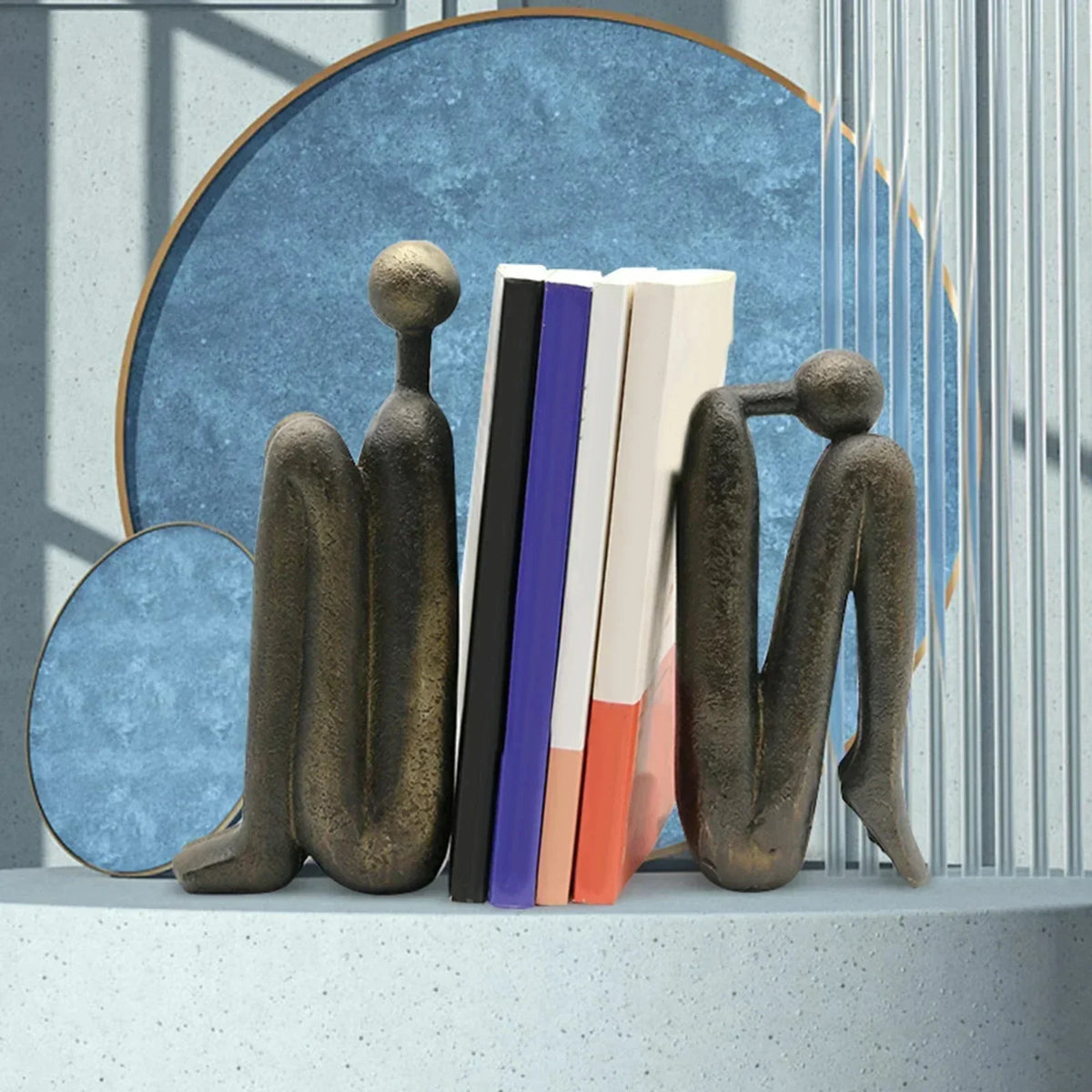 Nordic Durable Resin Compact Book Organizer Bookends Pair