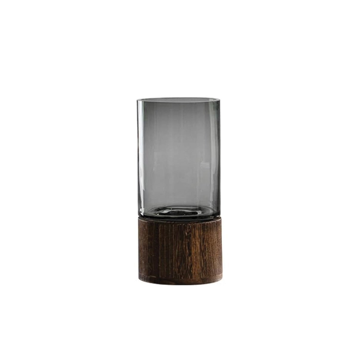Natural Wood and Glass Contrast Flower Vase