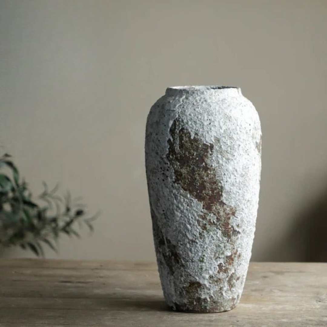 Minimalist Stone-Finish Ceramic Decorative Vase For Living Room