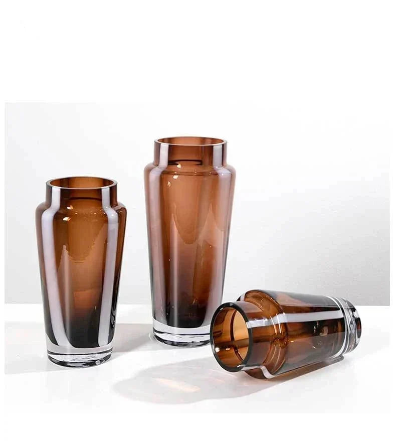 Prismatic Geometric Thick Glass Weighted Base Flower Vase