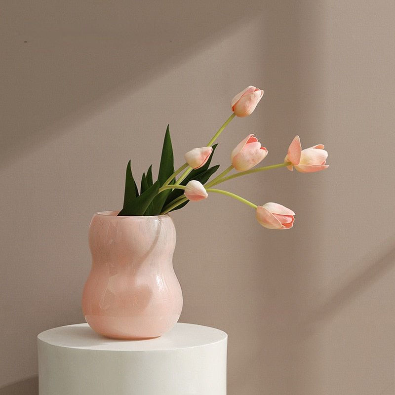 Handblown Murano Glass Sculptural Silhouette Decorative Flower Vase
