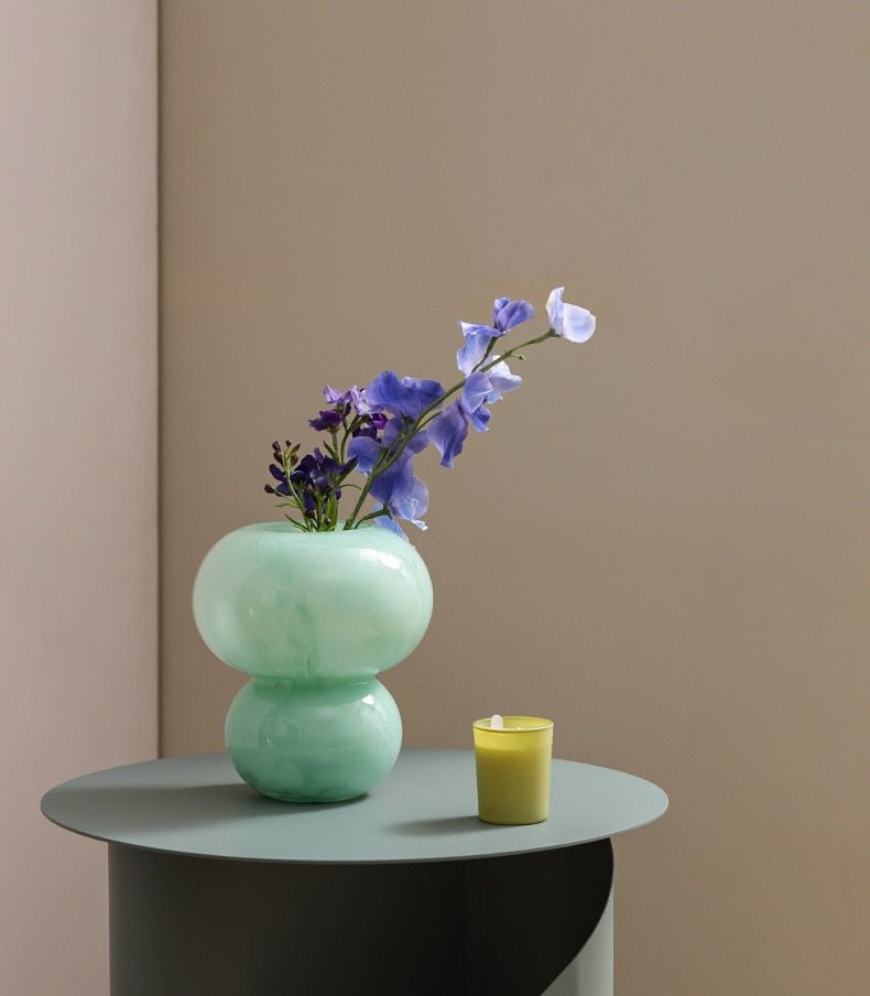 Handblown Murano Glass Sculptural Silhouette Decorative Flower Vase