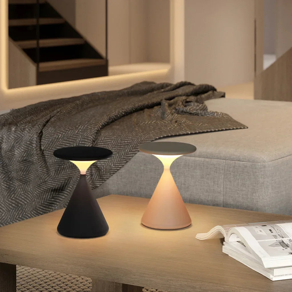Sculptural Hourglass Cordless Dimmable Rechargeable Minimalist Table Lamp