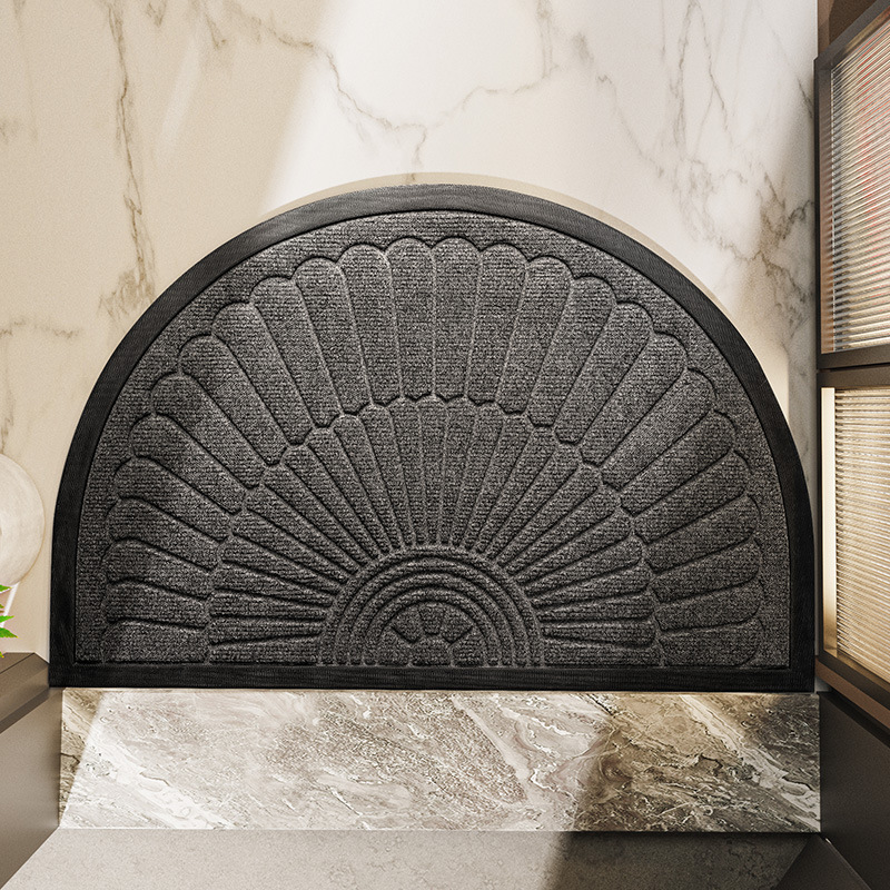 Semi Circular Textured Rubber Non Slip Entryway Door Mat