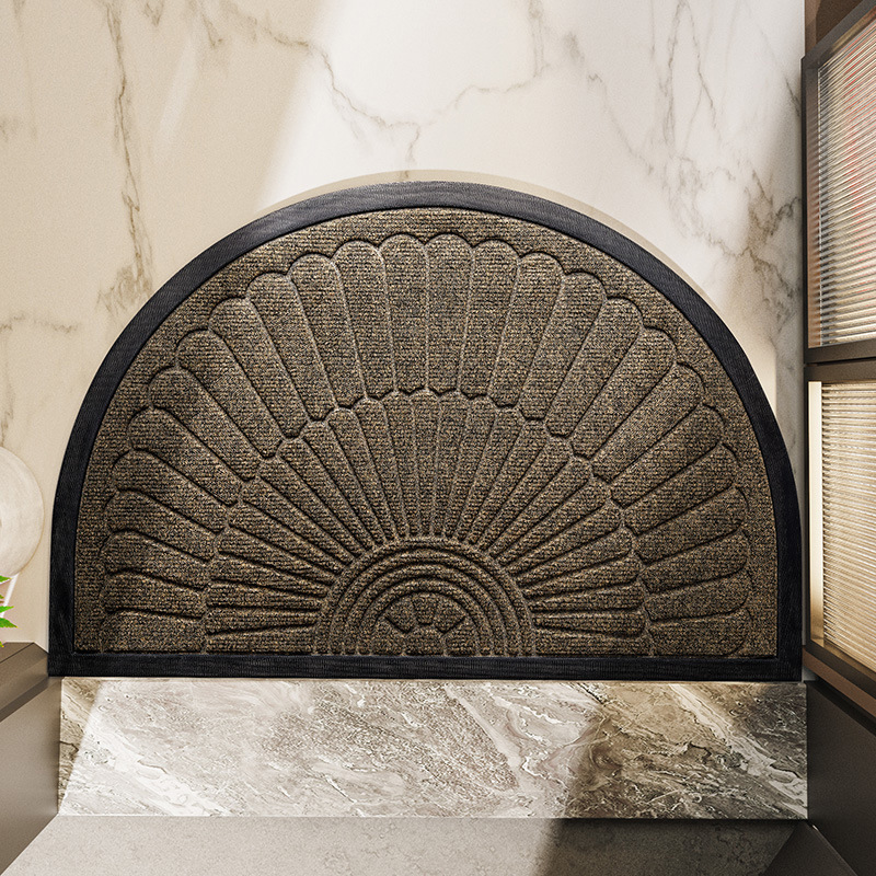 Semi Circular Textured Rubber Non Slip Entryway Door Mat
