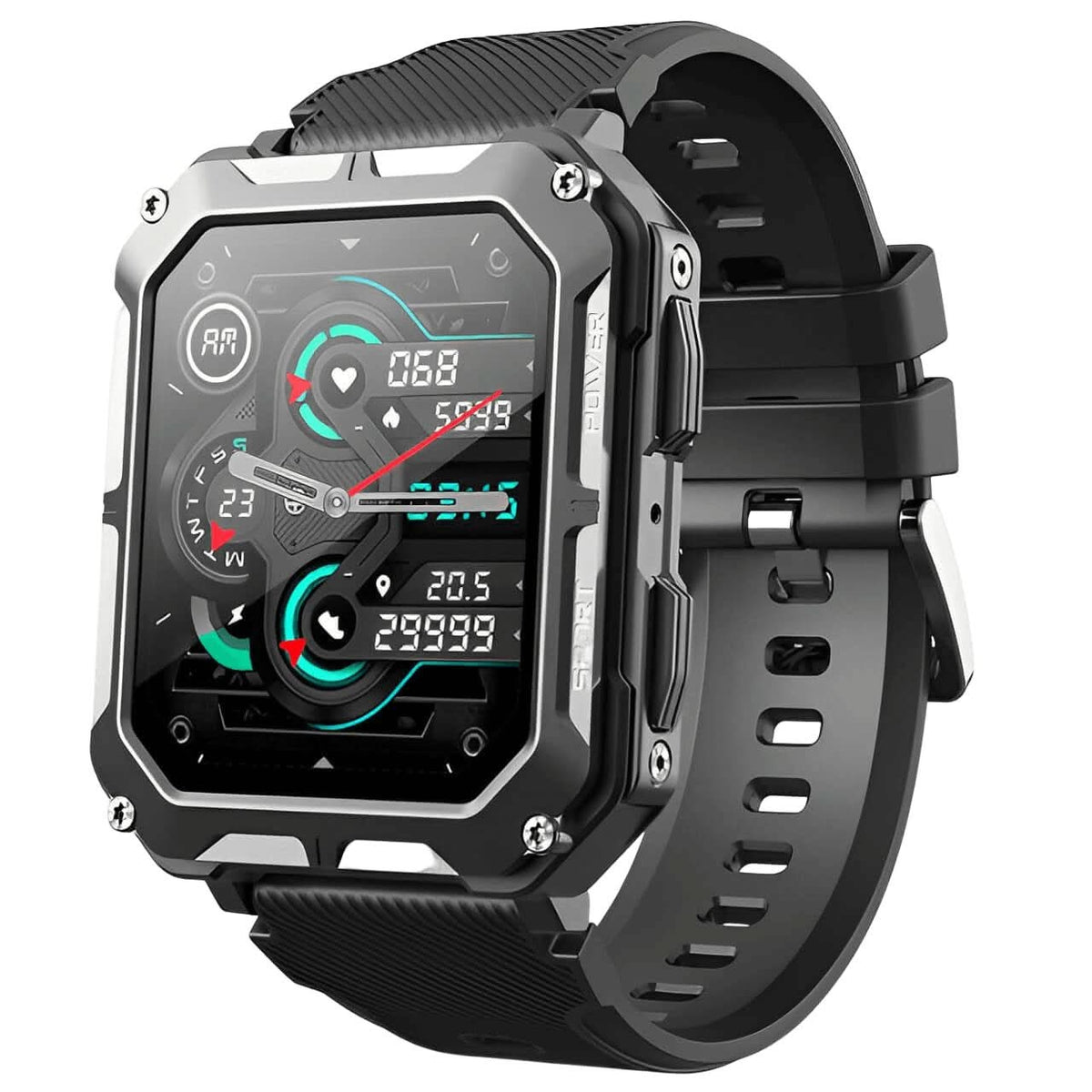 Rugged Shockproof Waterproof Military Grade Health Monitoring Smartwatch