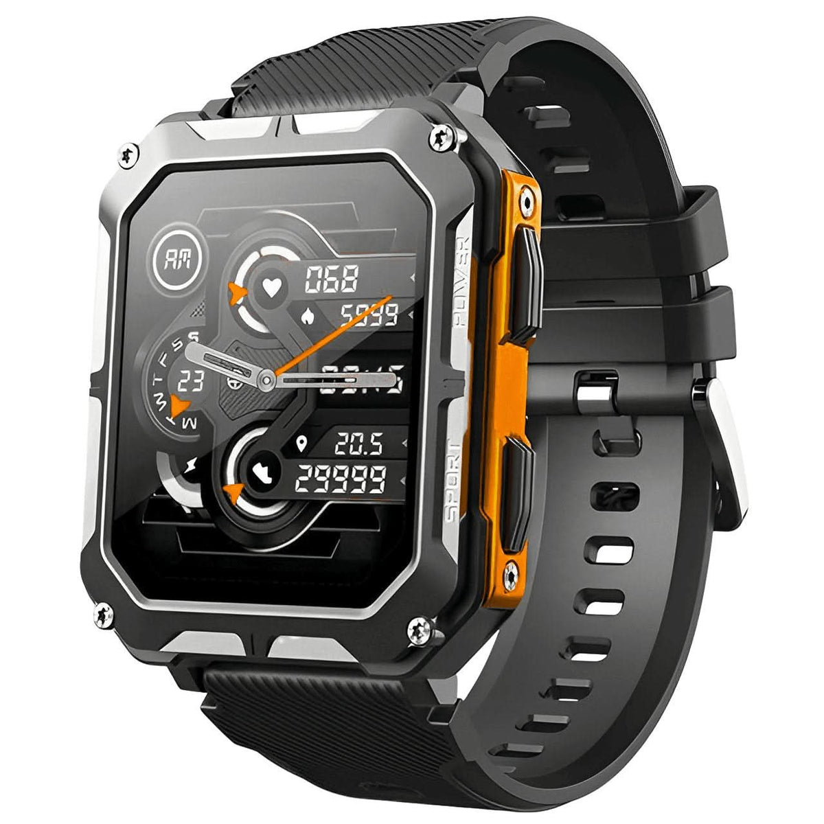 Rugged Shockproof Waterproof Military Grade Health Monitoring Smartwatch