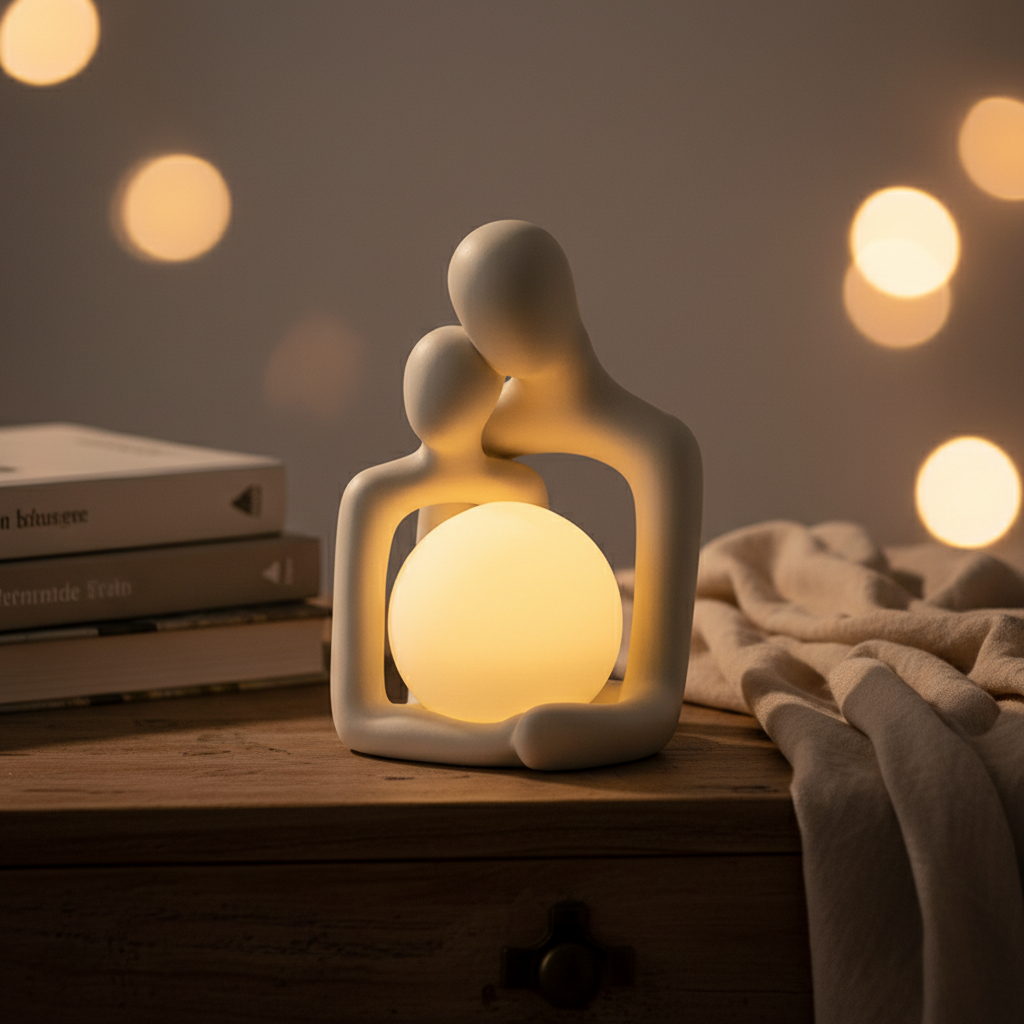 Sculptural Matte Ceramic Sphere Indirect Glow Table Lamp