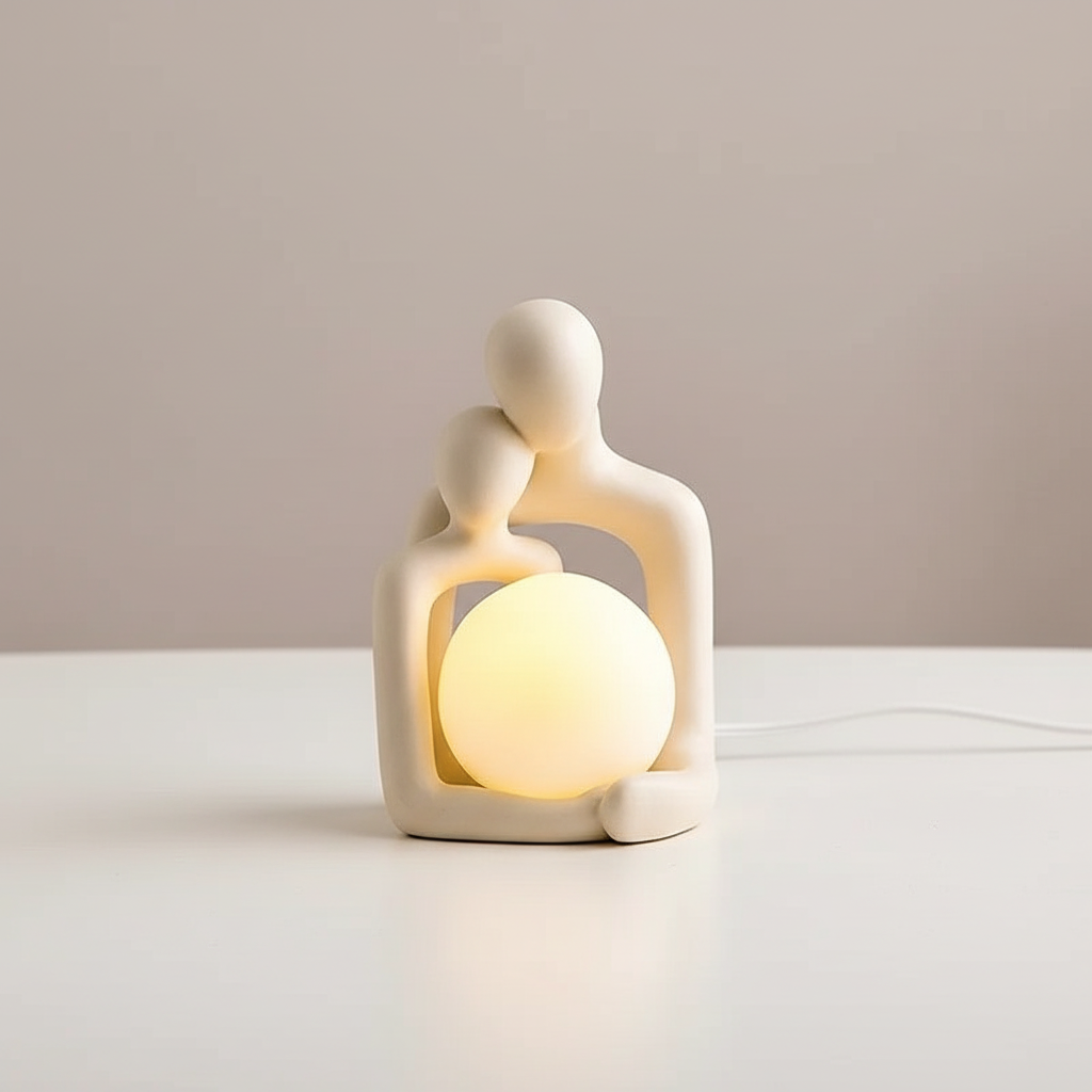Sculptural Matte Ceramic Sphere Indirect Glow Table Lamp