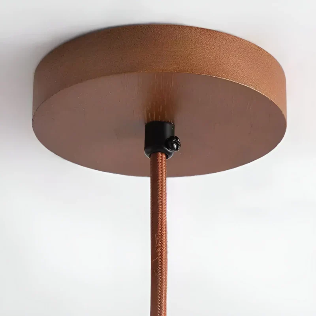 Japanese Stone Wood Cosmic Halo Adjustable Pendant Light