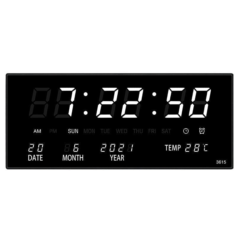 Mirrored Glass Illuminated Multifunctional Digital Wall Clock With Alarm