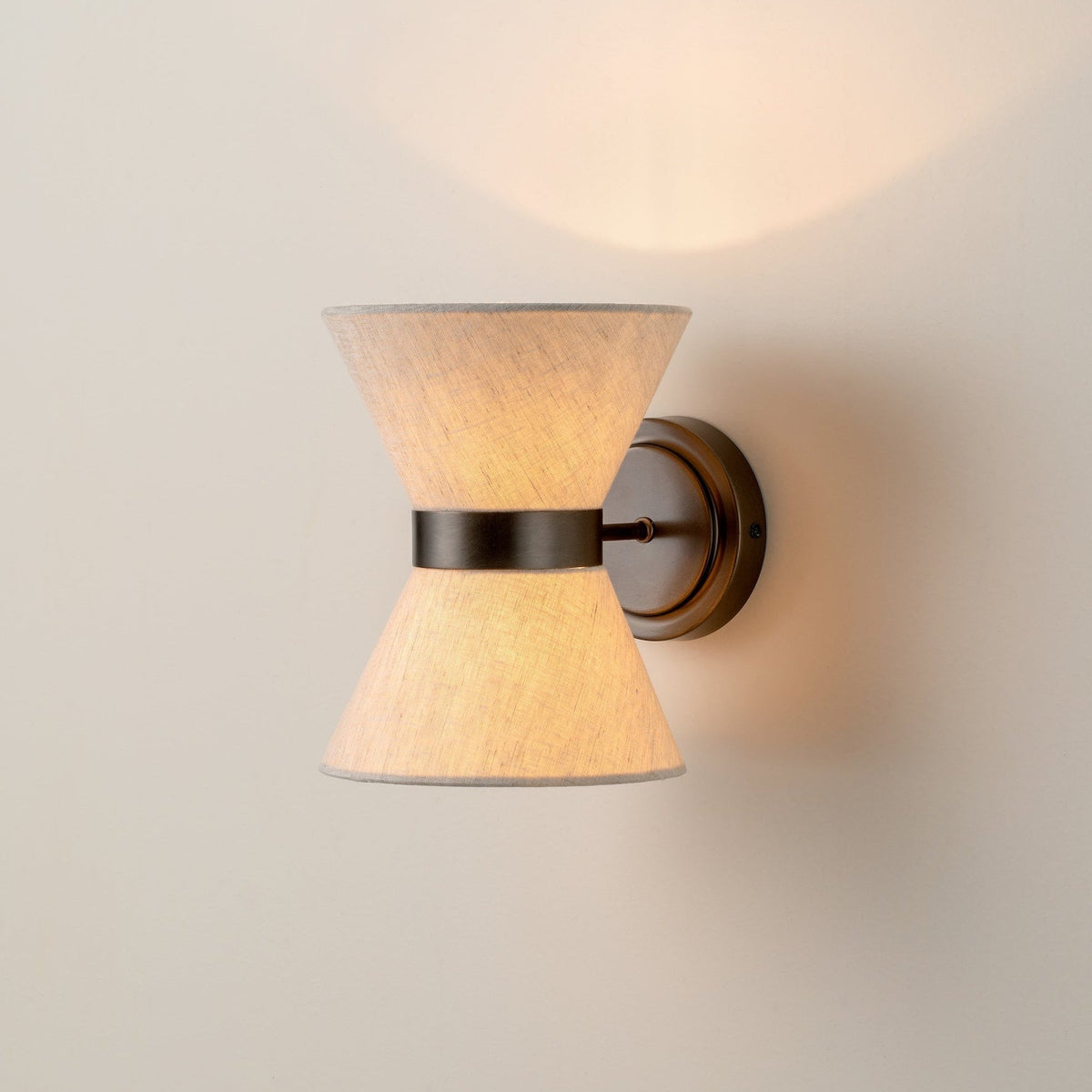 Aged Bronze Linen Shade Classic Modern Wall Light