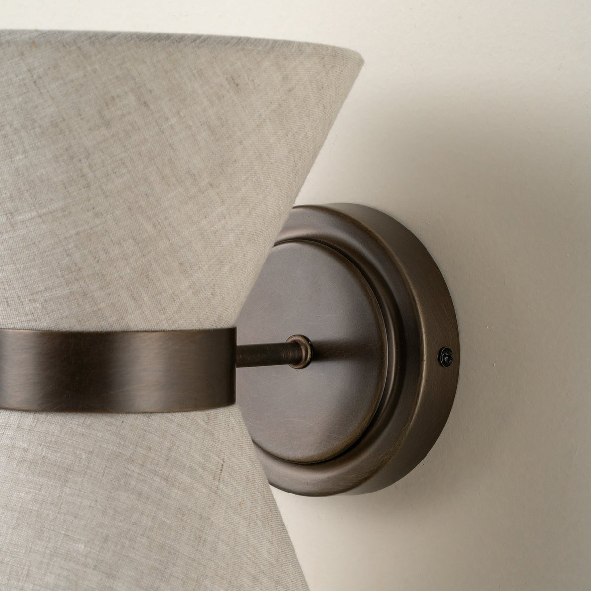 Aged Bronze Linen Shade Classic Modern Wall Light