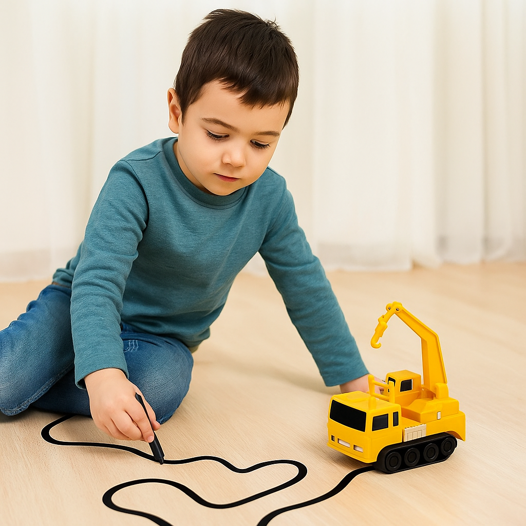 Compact Interactive Pen Guided Track Drawing Toy Car Set
