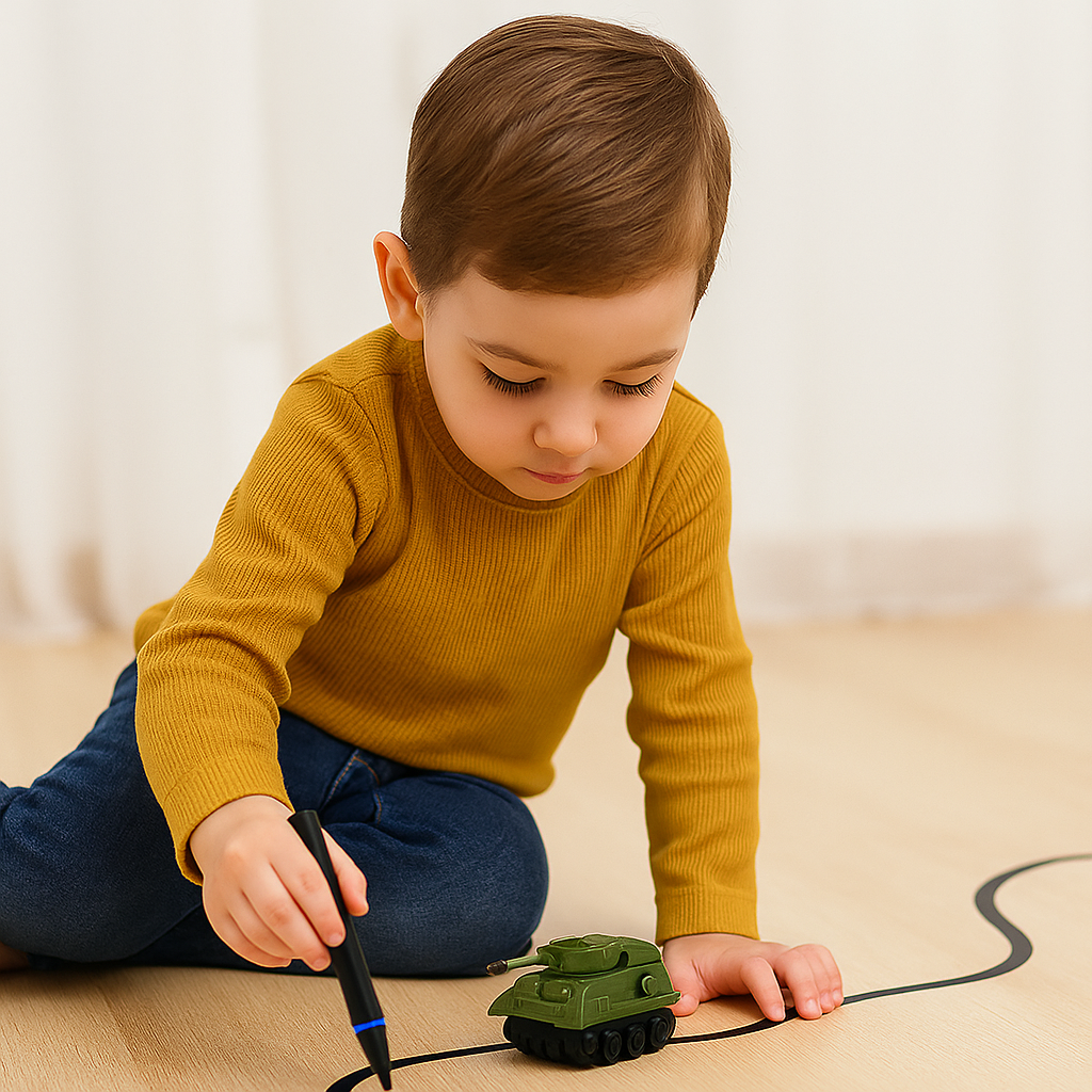Compact Interactive Pen Guided Track Drawing Toy Car Set