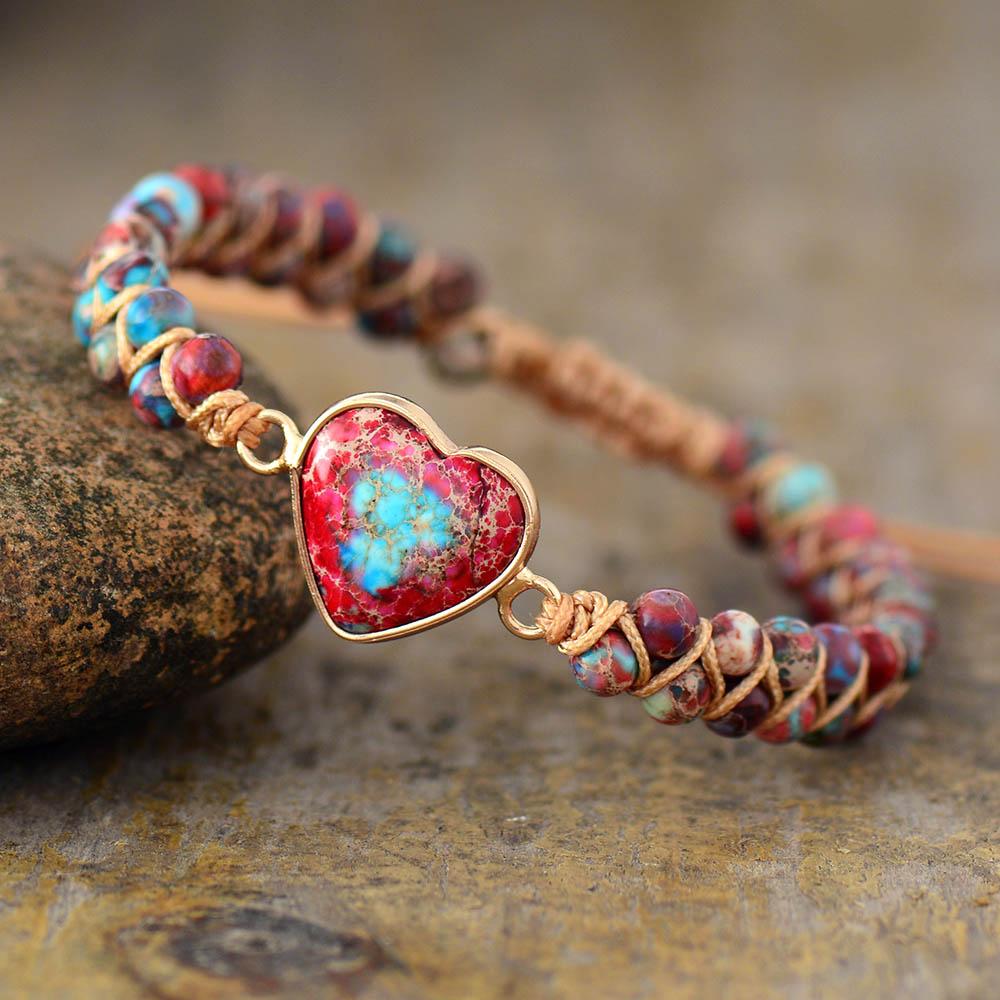 Handmade Jasper Crystal Beaded Adjustable Cord Friendship Bracelet