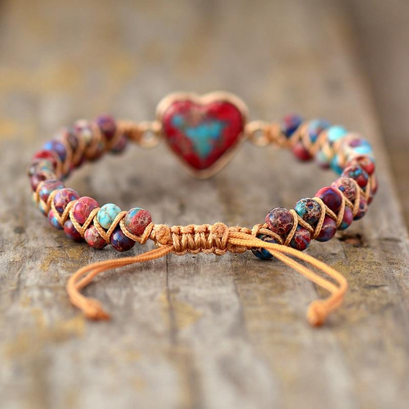 Handmade Jasper Crystal Beaded Adjustable Cord Friendship Bracelet