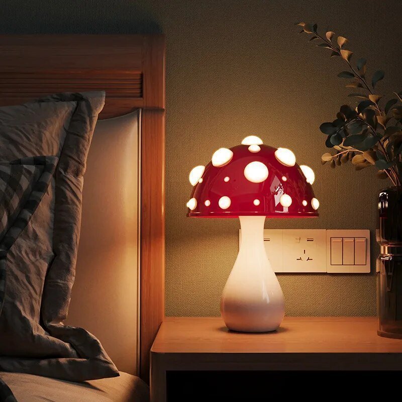 Sculptural Amanita Mushroom Dome Rechargeable Dimmable Table Lamp
