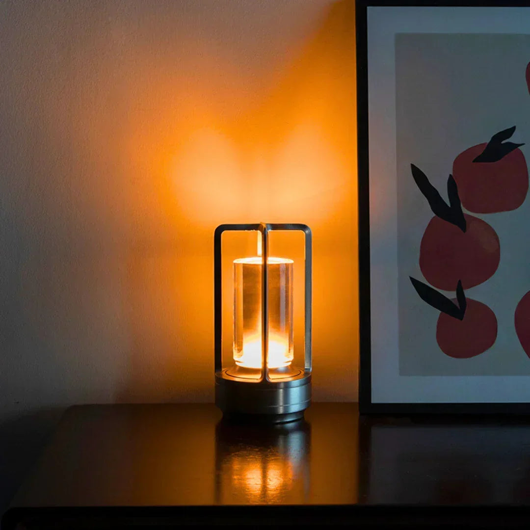 Faceted Crystal Glass Touch Dimmable Rechargeable Table Lamp
