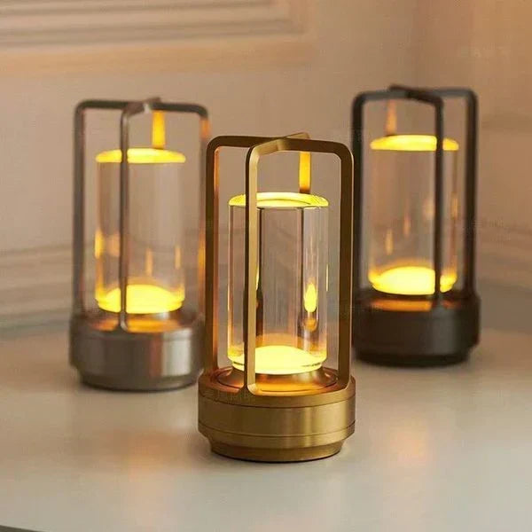 Faceted Crystal Glass Touch Dimmable Rechargeable Table Lamp