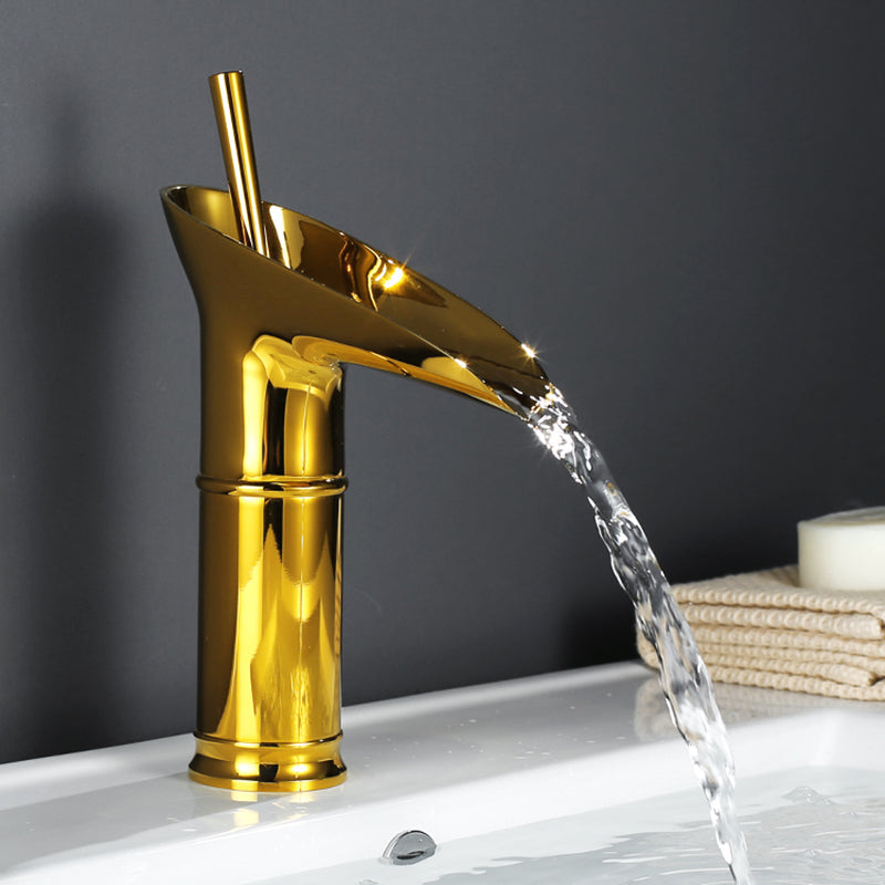 Vintage Waterfall Spout Single Hole Bathroom Faucet