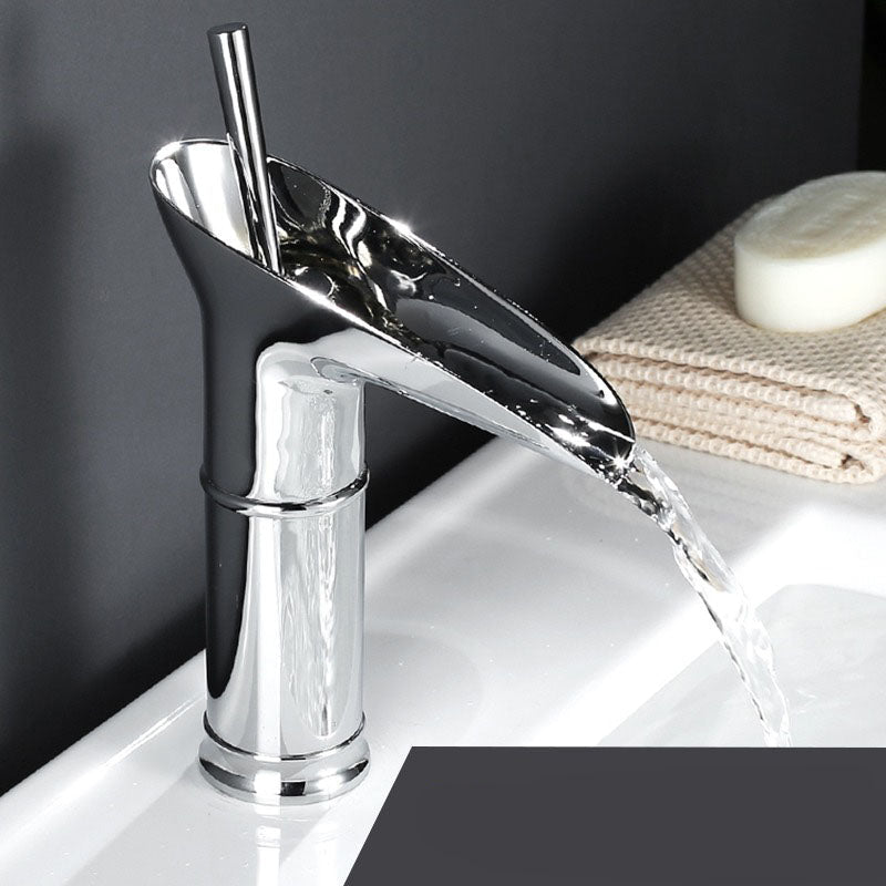 Vintage Waterfall Spout Single Hole Bathroom Faucet