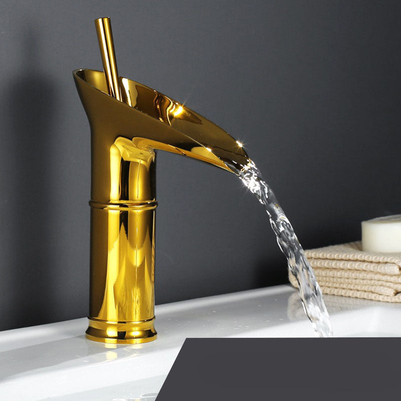 Vintage Waterfall Spout Single Hole Bathroom Faucet