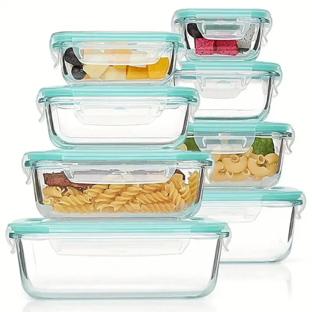 Stackable Leak-Resistant Glass Meal Prep Storage Containers With Airtight Lids