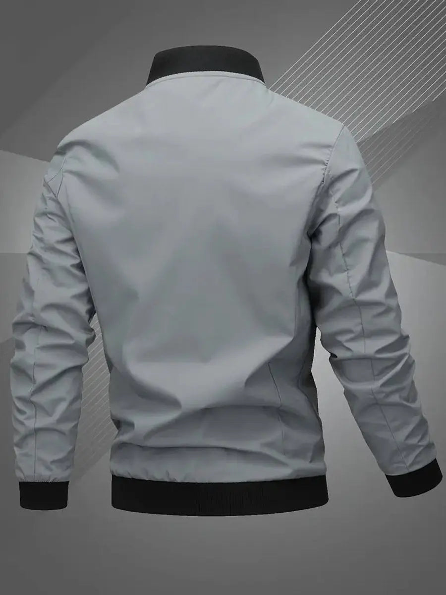Mens Bomber Jacket Lightweight Zip-Up Baseball Collar Outerwear